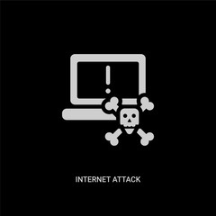 white internet attack vector icon on black background. modern flat internet attack from internet security and concept vector sign symbol can be use for web, mobile and logo.