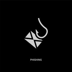 white phishing vector icon on black background. modern flat phishing from internet security and concept vector sign symbol can be use for web, mobile and logo.
