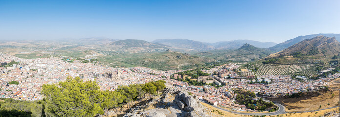 Fototapeta na wymiar A panoramic view of Jaen in Andalucia, Spain taking from the city's castle