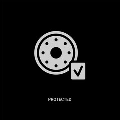 white protected vector icon on black background. modern flat protected from internet security and concept vector sign symbol can be use for web, mobile and logo.
