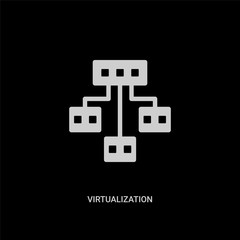 white virtualization vector icon on black background. modern flat virtualization from internet security and concept vector sign symbol can be use for web, mobile and logo.
