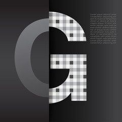 Modern Alphabet with checkered pattern on Black Background : Vector Illustration