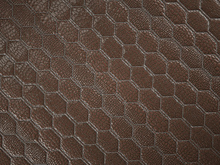 Alligator or snake brown Leather hexagon stitched texture
