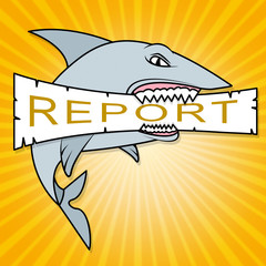 Impact Report Shark Shows A Summary Or Writing Of Evidence And Results 3d Illustration