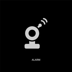 white alarm vector icon on black background. modern flat alarm from internet security and concept vector sign symbol can be use for web, mobile and logo.