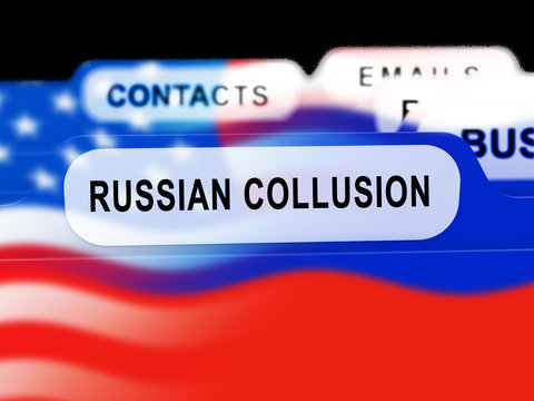 Russian Collusion During Election Campaign Folder Means Corrupt Politics In America 3d Illustration