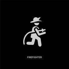white firefighter vector icon on black background. modern flat firefighter from jobprofits concept vector sign symbol can be use for web, mobile and logo.