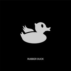 white rubber duck vector icon on black background. modern flat rubber duck from kids and baby concept vector sign symbol can be use for web, mobile and logo.