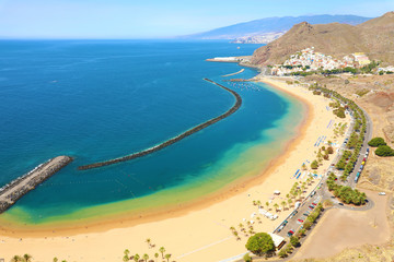 Panoramic view of San Andres village and Las Teresitas Beach, Tenerife, Spain