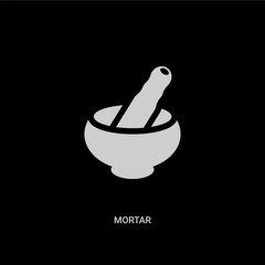 white mortar vector icon on black background. modern flat mortar from kitchen concept vector sign symbol can be use for web, mobile and logo.