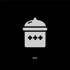 white pot vector icon on black background. modern flat pot from kitchen concept vector sign symbol can be use for web, mobile and logo.