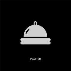 white platter vector icon on black background. modern flat platter from kitchen concept vector sign symbol can be use for web, mobile and logo.