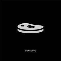 white conserve vector icon on black background. modern flat conserve from kitchen concept vector sign symbol can be use for web, mobile and logo.
