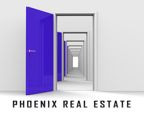 Phoenix Real Estate Doorway Depicting Arizona Property For Sale - 3d Illustration