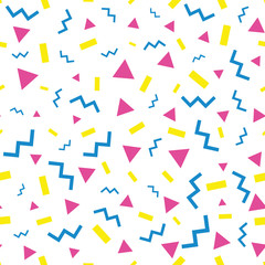 Seamless memphis design pattern, geometric, geo, seamless fabric print, abstract colorful background