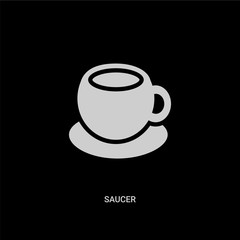 white saucer vector icon on black background. modern flat saucer from kitchen concept vector sign symbol can be use for web, mobile and logo.