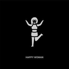 white happy woman vector icon on black background. modern flat happy woman from ladies concept vector sign symbol can be use for web, mobile and logo.