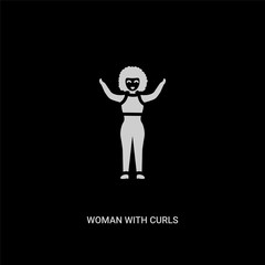 white woman with curls vector icon on black background. modern flat woman with curls from ladies concept vector sign symbol can be use for web, mobile and logo.
