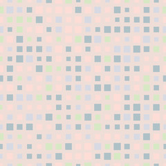 Seamless geometric pattern with squares, pastel color scrapbook background, vector illustration