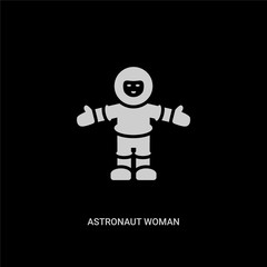 white astronaut woman vector icon on black background. modern flat astronaut woman from ladies concept vector sign symbol can be use for web, mobile and logo.