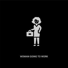 white woman going to work vector icon on black background. modern flat woman going to work from ladies concept vector sign symbol can be use for web, mobile and logo.