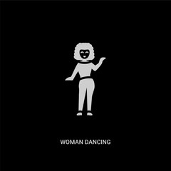 white woman dancing vector icon on black background. modern flat woman dancing from ladies concept vector sign symbol can be use for web, mobile and logo.