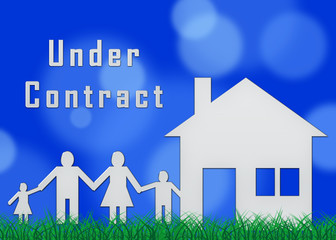 Home Under Contract Icon Depicts Property Sold And Offer Signed - 3d Illustration