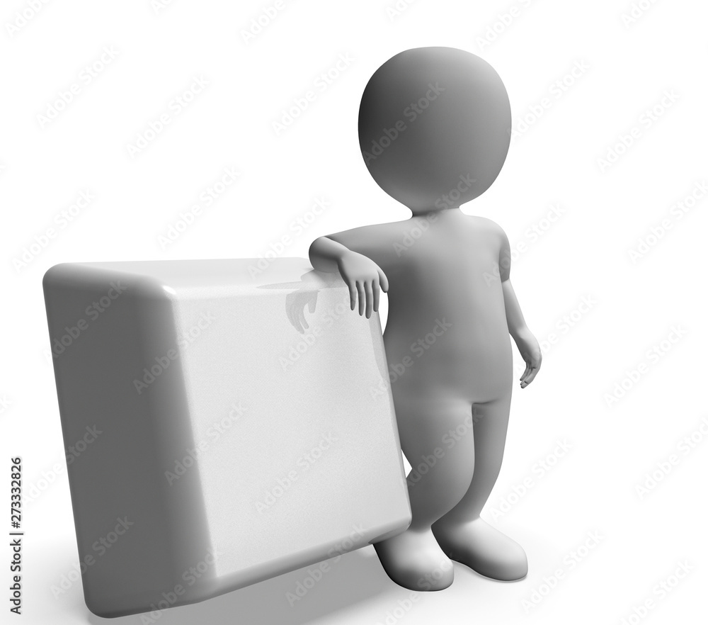 Poster push button used to start the technical system or remote power - 3d illustration