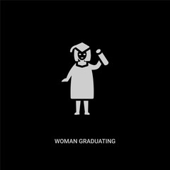white woman graduating vector icon on black background. modern flat woman graduating from ladies concept vector sign symbol can be use for web, mobile and logo.
