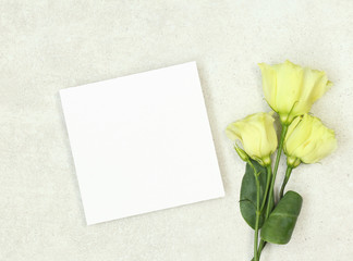 Mockup wedding card with roses
