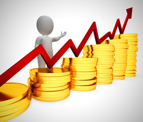 Graph going upwards means success and increased profits - 3d illustration