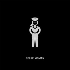 white police woman vector icon on black background. modern flat police woman from ladies concept vector sign symbol can be use for web, mobile and logo.