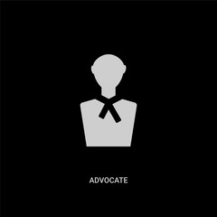 white advocate vector icon on black background. modern flat advocate from law and justice concept vector sign symbol can be use for web, mobile and logo.