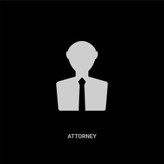 white attorney vector icon on black background. modern flat attorney from law and justice concept vector sign symbol can be use for web, mobile and logo.