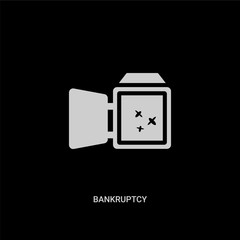 white bankruptcy vector icon on black background. modern flat bankruptcy from law and justice concept vector sign symbol can be use for web, mobile and logo.