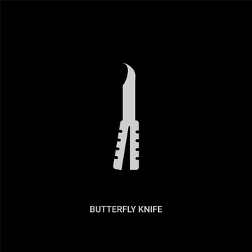 white butterfly knife vector icon on black background. modern flat butterfly knife from law and justice concept vector sign symbol can be use for web, mobile and logo.