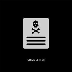 white crime letter vector icon on black background. modern flat crime letter from law and justice concept vector sign symbol can be use for web, mobile and logo.
