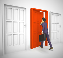 Opportunity Knocks at the door of chance and good luck - 3d illustration