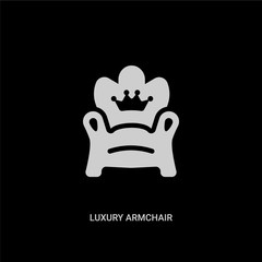 white luxury armchair vector icon on black background. modern flat luxury armchair from luxury concept vector sign symbol can be use for web, mobile and logo.