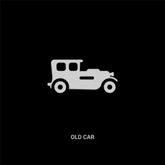 white old car vector icon on black background. modern flat old car from luxury concept vector sign symbol can be use for web, mobile and logo.