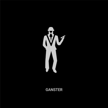 white ganster vector icon on black background. modern flat ganster from luxury concept vector sign symbol can be use for web, mobile and logo.