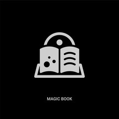 white magic book vector icon on black background. modern flat magic book from magic concept vector sign symbol can be use for web, mobile and logo.