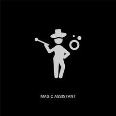 white magic assistant vector icon on black background. modern flat magic assistant from magic concept vector sign symbol can be use for web, mobile and logo.