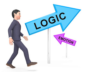 Emotion Vs Logic Signs Depict The Logical Compared With Emotional Mind - 3d Illustration