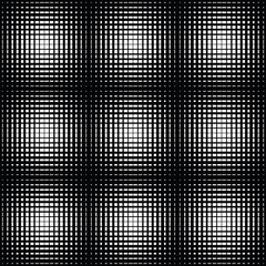 Seamless halftone pattern, geo, geometric background, crosshatch screen print texture, black and white vector graphic, seamless fabric print