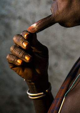 Mursi Tribe Woman With Enlarged Lip In Mago National Park, Omo Valley, Ethiopia