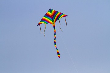 Children's favorite toy kite on windy days in spring
