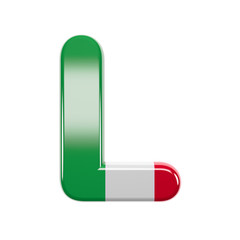 Italian letter L - Capital 3d Italy flag font - suitable for Italy, Europe or Rome related subjects