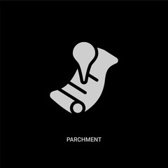 white parchment vector icon on black background. modern flat parchment from maps and locations concept vector sign symbol can be use for web, mobile and logo.