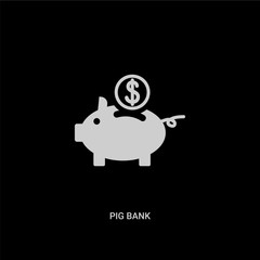 white pig bank vector icon on black background. modern flat pig bank from marketing concept vector sign symbol can be use for web, mobile and logo.